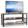 3-Tier Industrial Entertainment TV Stand with Metal Mesh Shelf