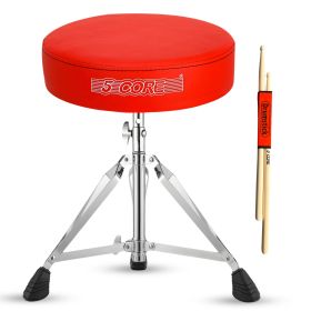 5 Core Drum Throne Comfortable Padded Stool Height Adjustable Music DJ Chair Heavy Duty Seat for Drummer Kids and Adults - DS CH RED