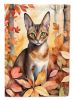 Abyssinian Cat in Fall Leaves Garden Flag Mailbox Flag Decorative Yard Flag Banner Outside Patio Artwork Yard Flower Beds, Garden Size, Multicolor