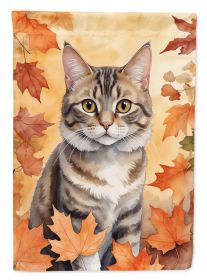 American Bobtail Cat in Fall Leaves Garden Flag Mailbox Flag Decorative Yard Flag Banner Outside Patio Artwork Yard Flower Beds, Garden Size, Multicol