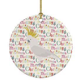 Cockatoo Christmas Ceramic Ornament Christmas Tree Hanging Decorations for Home Christmas Holiday, Party, Gift, 3 in, Multicolor