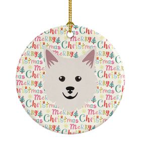 Italian Spitz Merry Christmas Ceramic Ornament Christmas Tree Hanging Decorations for Home Christmas Holiday, Party, Gift, 3 in, Multicolor