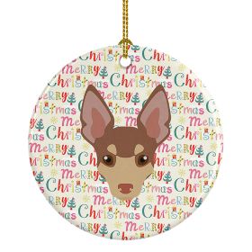 Miniature Fox Terrier Merry Christmas Ceramic Ornament Christmas Tree Hanging Decorations for Home Christmas Holiday, Party, Gift, 3 in, Multicolor