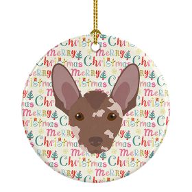 Mexican Hairless Dog Merry Christmas Ceramic Ornament Christmas Tree Hanging Decorations for Home Christmas Holiday, Party, Gift, 3 in, Multicolor