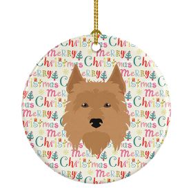 Australian Terrier Merry Christmas Ceramic Ornament Christmas Tree Hanging Decorations for Home Christmas Holiday, Party, Gift, 3 in, Multicolor