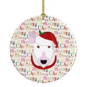 NEW Bull Terrier Merry Christmas Ceramic Ornament Christmas Tree Hanging Decorations for Home Christmas Holiday, Party, Gift, 3 in, Multicolor