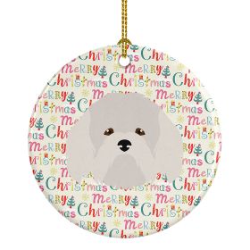 Coton de Tulear Merry Christmas Ceramic Ornament Christmas Tree Hanging Decorations for Home Christmas Holiday, Party, Gift, 3 in, Multicolor