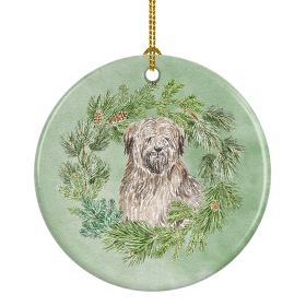 Briard Christmas Wreath Ceramic Ornament Christmas Tree Hanging Decorations for Home Christmas Holiday, Party, Gift, 3 in, Multicolor