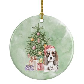 Basset Hound Puppy #2 Christmas Presents and Tree Ceramic Ornament Christmas Tree Hanging Decorations for Home Christmas Holiday, Party, Gift, 3 in