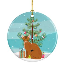 NEW Abyssinian Cat Christmas Ceramic Ornament Christmas Tree Hanging Decorations for Home Christmas Holiday, Party, Gift, 3 in, Multicolor