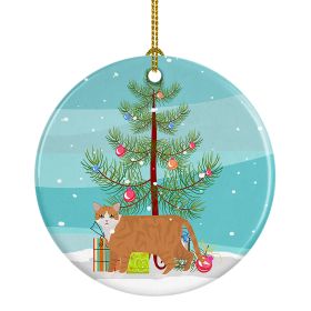 NEW European Shorthair Cat Christmas Ceramic Ornament Christmas Tree Hanging Decorations for Home Christmas Holiday, Party, Gift, 3 in, Multicolor