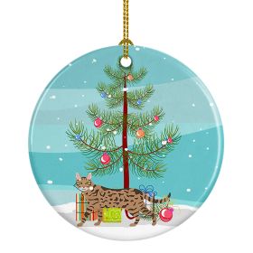 NEW Serengeti Cat Christmas Ceramic Ornament Christmas Tree Hanging Decorations for Home Christmas Holiday, Party, Gift, 3 in, Multicolor