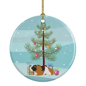 Rex Guinea Pig Merry Christmas Ceramic Ornament Christmas Tree Hanging Decorations for Home Christmas Holiday, Party, Gift, 3 in, Multicolor