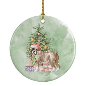 Boxer Puppy #2 Christmas Presents and Tree Ceramic Ornament Christmas Tree Hanging Decorations for Home Christmas Holiday, Party, Gift, 3 in, Multicol