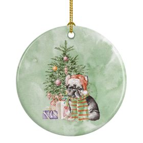 French Bulldog Black #2 Christmas Presents and Tree Ceramic Ornament Christmas Tree Hanging Decorations for Home Christmas Holiday, Party, Gift, 3 in,