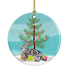 NEW American Shorthair Cat Christmas Ceramic Ornament Christmas Tree Hanging Decorations for Home Christmas Holiday, Party, Gift, 3 in, Multicolor