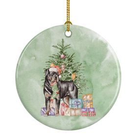 Rottweiler Christmas Presents and Tree Ceramic Ornament Christmas Tree Hanging Decorations for Home Christmas Holiday, Party, Gift, 3 in, Multicolor