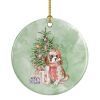 Cavalier Spaniel Tricolor Blenheim Puppy Christmas Presents and Tree Ceramic Ornament Christmas Tree Hanging Decorations for Home Christmas Holiday, P