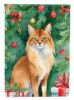 Somali Cat By the Christmas Tree Garden Flag Mailbox Flag Decorative Yard Flag Banner Outside Patio Artwork Yard Flower Beds, Garden Size, Multicolor