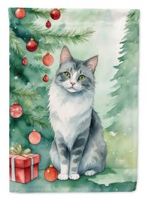 Australian Mist Cat By the Christmas Tree Garden Flag Mailbox Flag Decorative Yard Flag Banner Outside Patio Artwork Yard Flower Beds, Garden Size, Mu