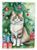 Ragamuffin Cat By the Christmas Tree Garden Flag Mailbox Flag Decorative Yard Flag Banner Outside Patio Artwork Yard Flower Beds, Garden Size, Multico