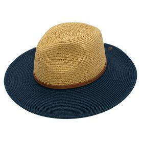 Nena Toyo Polyester Two Tone Wide Brim Band Beach Resort Hat