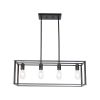 Pendant Lighting 4 Light Industrial Vintage Open Frame Rectangle Chandeliers Modern Black Linear Cage Ceiling Light Fixture