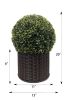 20" Ball Topiary in Woven Pot, Artificial Faux Plant for indoor and outdoor