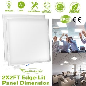 48W 2√ó2FT LED Panel Light 5800LM 7000K Ceiling Lighting 150W Equivalent LED Troffer Recessed Edge-Lit