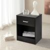 2pcs Night Stands with Drawer Black