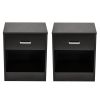 2pcs Night Stands with Drawer Black