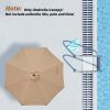 9' Patio Umbrella Replacement Canopy Outdoor Table Market Yard Umbrella Replacement Top Cover, Tan