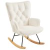 Rocking Chair Nursery, Upholstered Glider Rocker with High Backrest, Stylish Modern Rocking Accent Chair Glider Recliner for Living Room Nursery Bedro