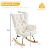 Rocking Chair Nursery, Upholstered Glider Rocker with High Backrest, Stylish Modern Rocking Accent Chair Glider Recliner for Living Room Nursery Bedro