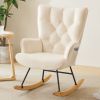 Rocking Chair Nursery, Upholstered Glider Rocker with High Backrest, Stylish Modern Rocking Accent Chair Glider Recliner for Living Room Nursery Bedro