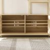 Rattan bookshelf 5 tiers Bookcases Storage Rack with cabinet for Living Room Home Office