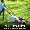 Self Propelled Gas Lawn Mower, 21-Inch Steel Deck 170cc Engine 3-in-1 Mulch, Bag, Side Discharge, Rear Wheel Drive 2024 Version