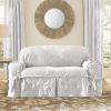 Damask Furniture Cover Loveseat - Box Cushion Adjustable Elastic Sofa Covers White Freight Free Slipcovers