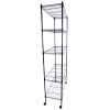 5-Layer Plastic Coated Iron Shelf with 1.5" Nylon Wheels 165*90*35 Black