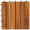 10 pcs Acacia Decking Tiles 11.8"x11.8" Vertical Pattern