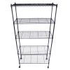 5-Layer Plastic Coated Iron Shelf with 1.5" Nylon Wheels 165*90*35 Black