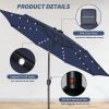 9' Solar Umbrella 32 LED Lighted Patio Umbrella Table Market Umbrella with Push Button Tilt/Crank Outdoor Umbrella for Garden, Deck, Backyard and Pool