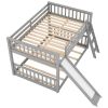 Full over Full Bunk Bed with Convertible Slide and Ladder, Gray