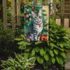 Asian Cat By the Christmas Tree Garden Flag Mailbox Flag Decorative Yard Flag Banner Outside Patio Artwork Yard Flower Beds, Garden Size, Multicolor