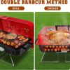 Portable Charcoal Grill, Tabletop Outdoor Barbecue Smoker, Small BBQ Grill for Outdoor Cooking Backyard Camping Picnics Beach