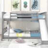 Full over Full Bunk Bed with Convertible Slide and Ladder, Gray