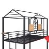 Metal Bunk Bed ,Metal Housebed With Slide,Three Colors Available.(Black with Red Slide)