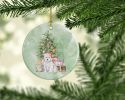 West Highland White Terrier Puppy Christmas Presents and Tree Ceramic Ornament Christmas Tree Hanging Decorations for Home Christmas Holiday, Party, G