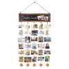 Wooden Hanging Picture Frame Photo Display String Ropes with 30 Clips Writable Blackboard Wall Decoration Postcard Artwork Picture Organizer