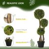 Artificial Plant for Home Decor Indoor & Outdoor Fake Plants Artificial Tree in Pot, 3 Ball Boxwood Topiary Tree for Home Office, Living Room Decor, L